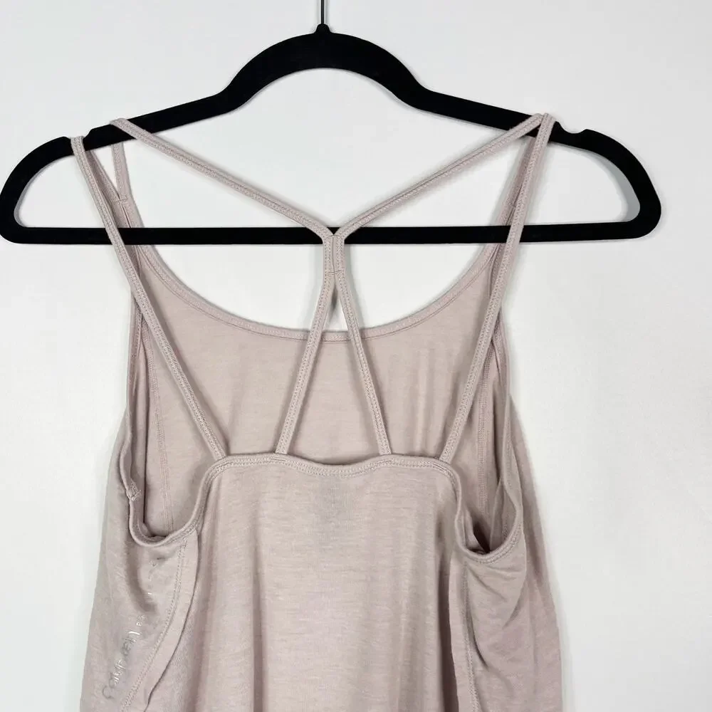 Calvin Klein Performance XSmall Epic Knit Strappy Tank Top Even Sand Cream Mauve